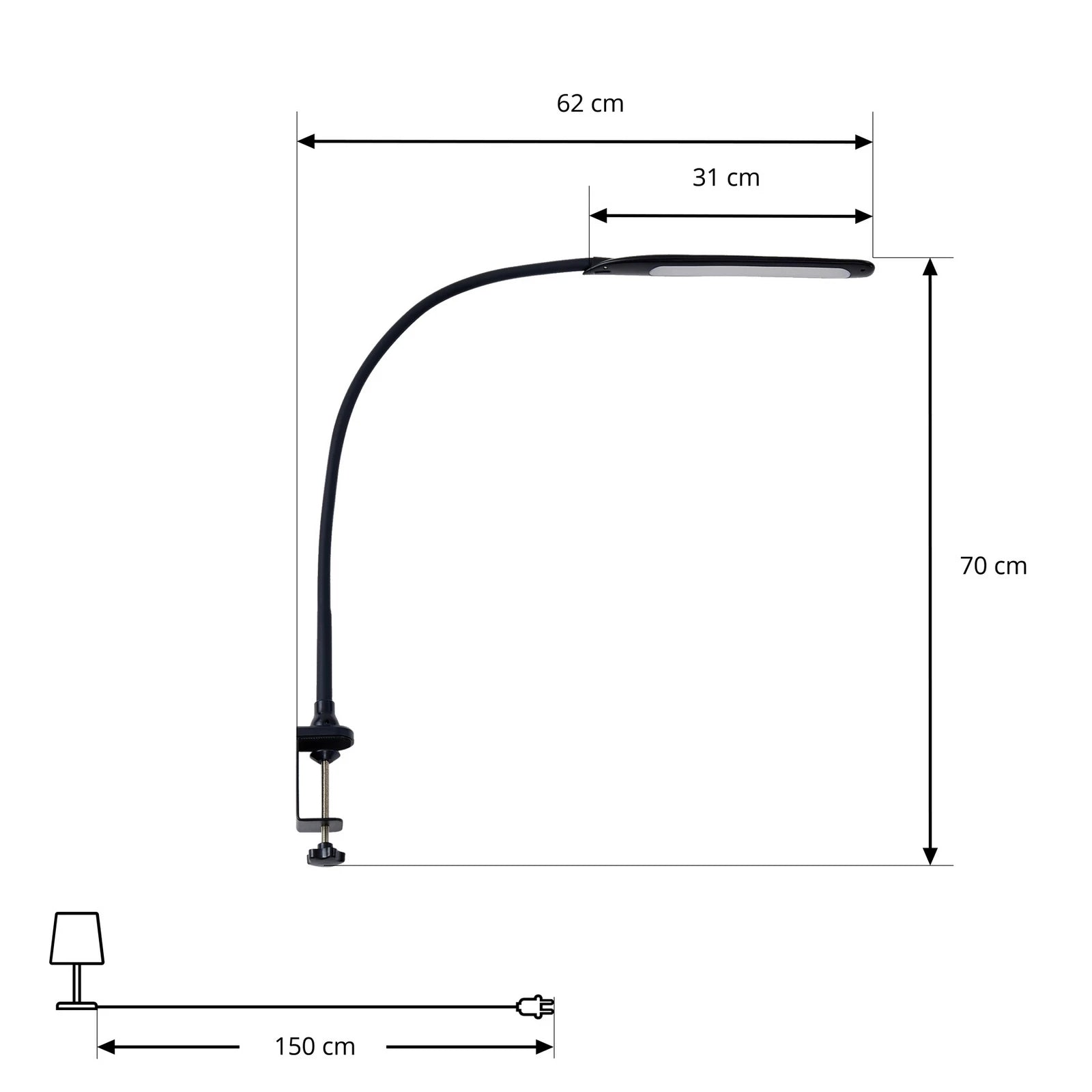 Lindby LED klambrilamp Nilay, kõrgus 70 cm, CCT, kodukontor