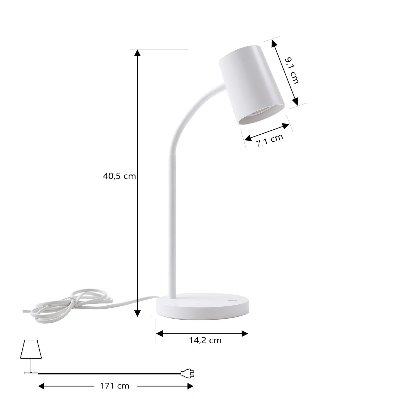 Lindby Radka laualamp, valge, plastik, GU10, painduv varras