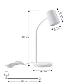Lindby Radka laualamp, valge, plastik, GU10, painduv varras