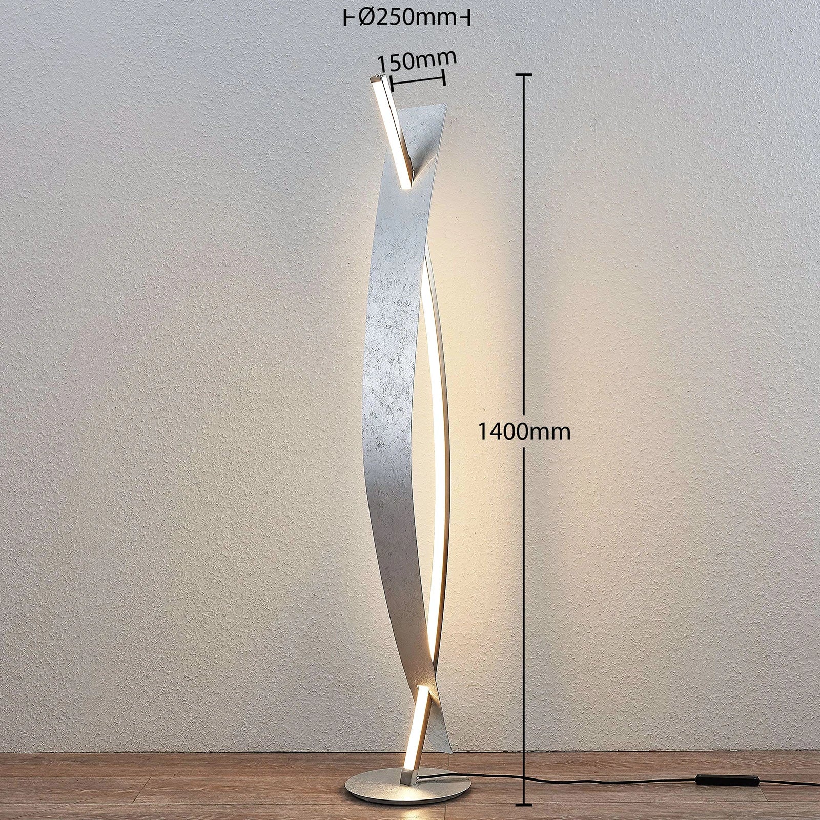 Lucande LED põrandavalgusti Marija, hõbedane, timmitav, 140 cm